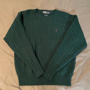 Polo Ralph Lauren Cable-Knit Wool Sweater Men's Medium Green